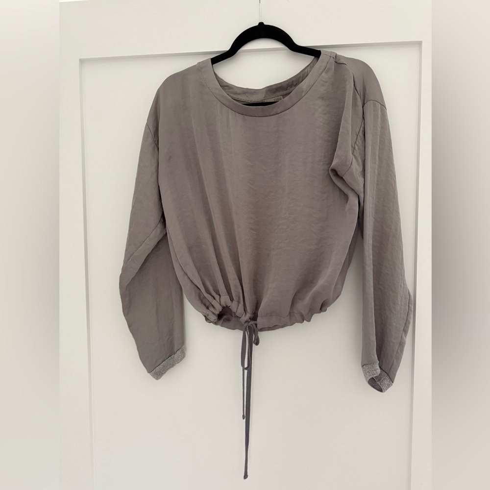 Zara Gray Drawstring Sweatshirt